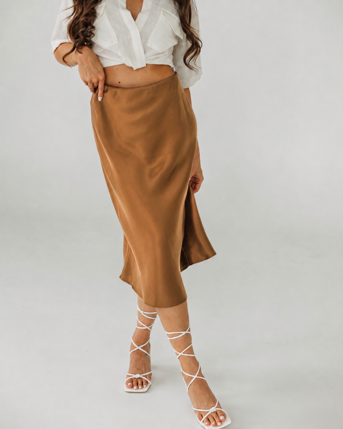 Silk midi skirt