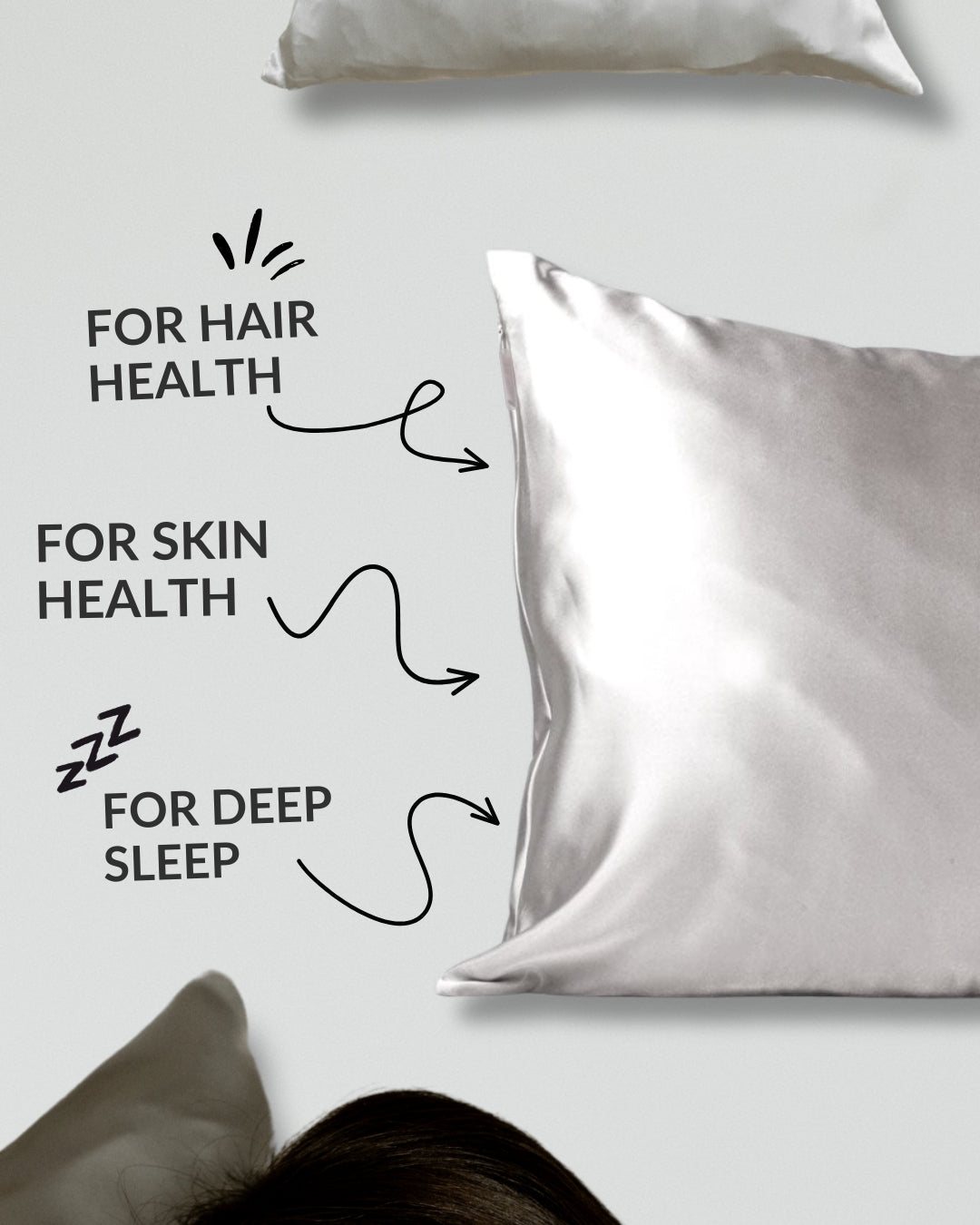 Silk pillowcase for healthier skin, hair and better sleep - premium silk bedding shot.