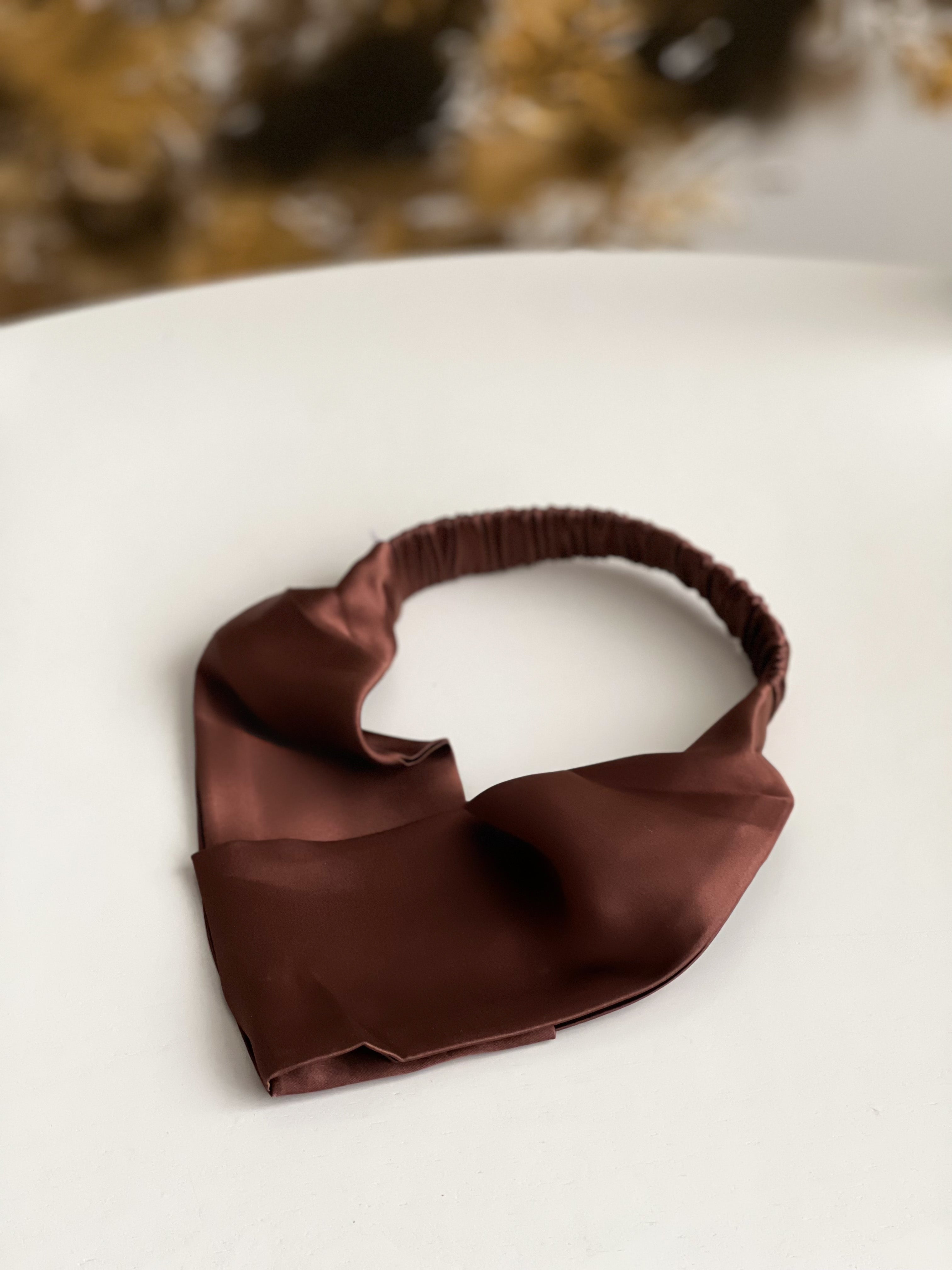 Chocolate silk hairband, kaleja silks, Silk hairbands, kaleja silks, kaleja store, headband, hairband, matu lenta, galvas lenta, zīds, mulberry,