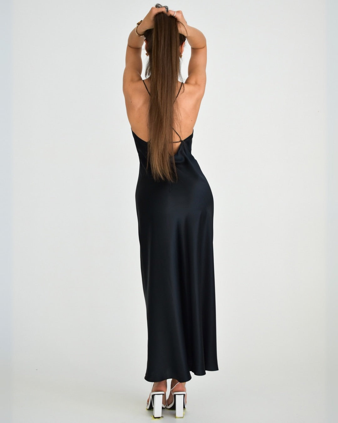 Silk dress with open back