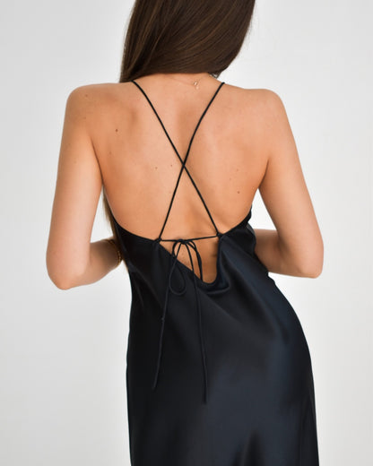Silk dress with open back