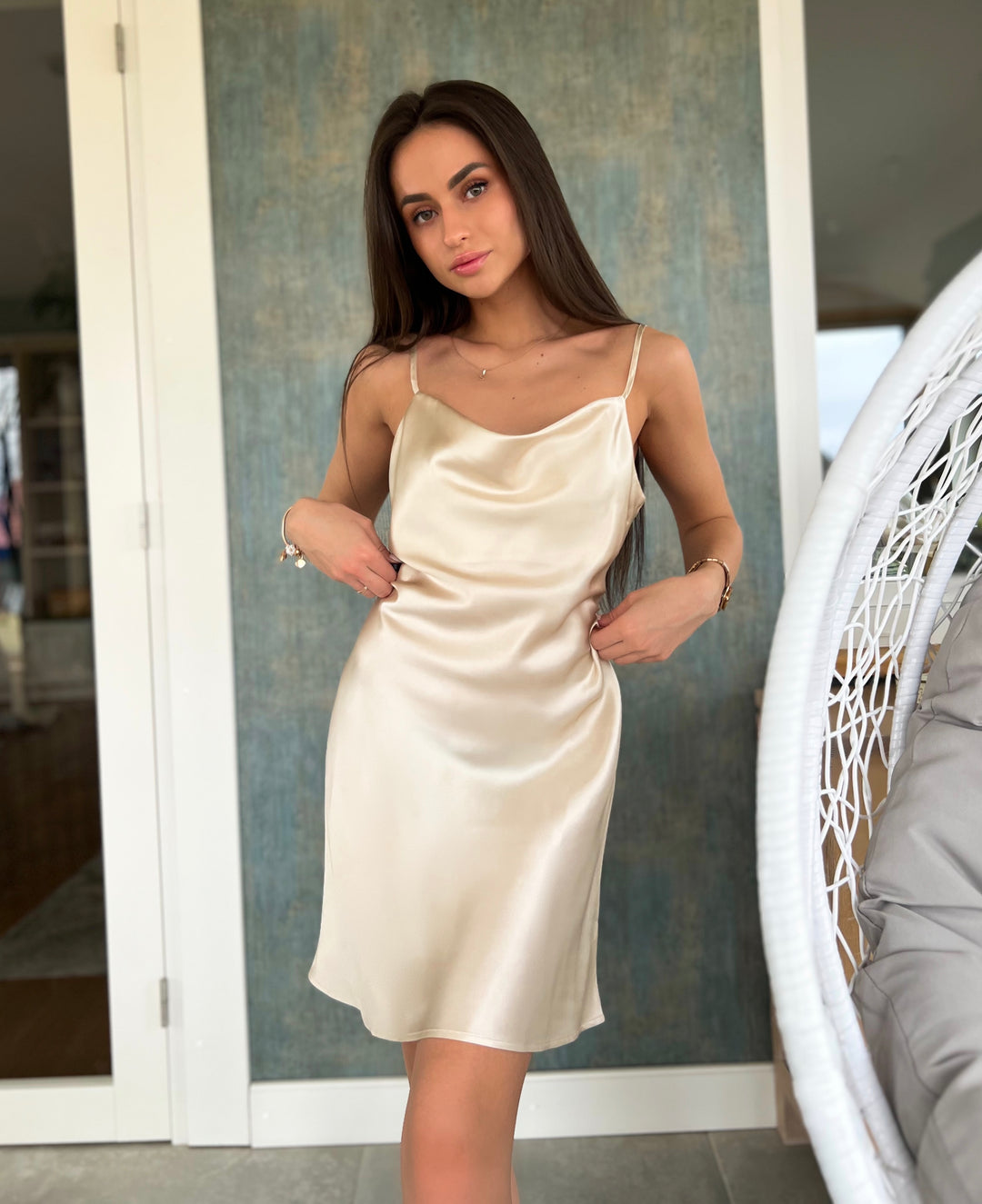 Short Silk slip dress