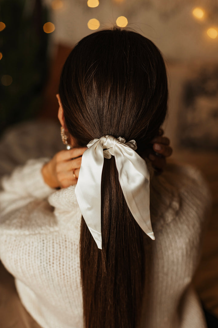 S silk hair ties with ribbon
