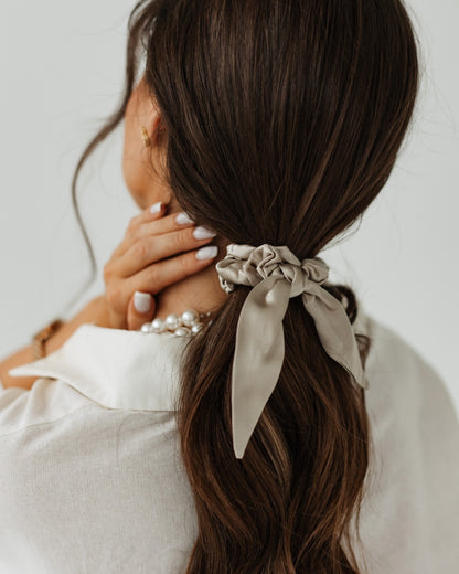 S silk hair ties with ribbon