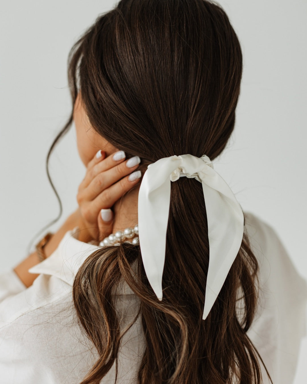 S silk hair ties with ribbon