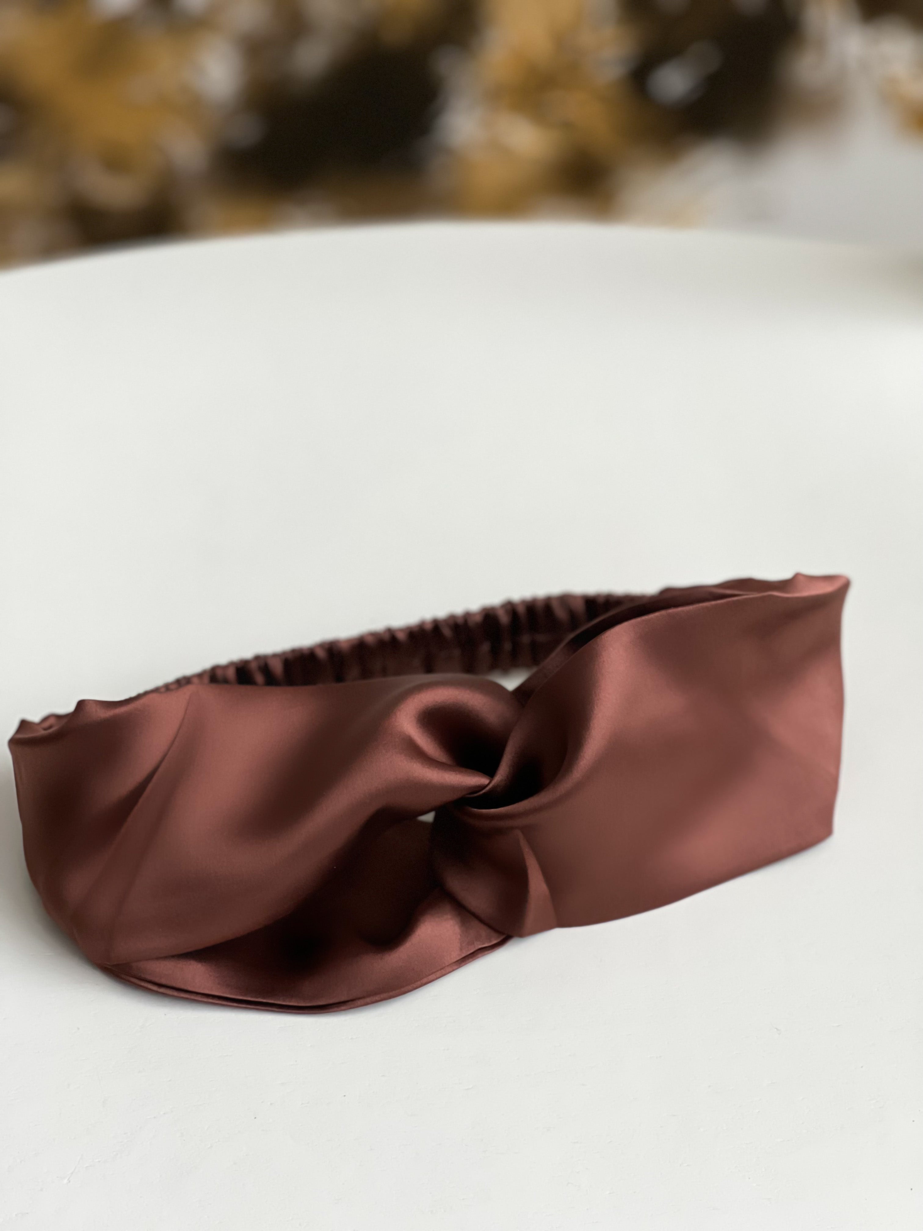 Brown silk hairband, Silk hairbands, kaleja silks, kaleja store, headband, hairband, matu lenta, galvas lenta, zīds, mulberry, 