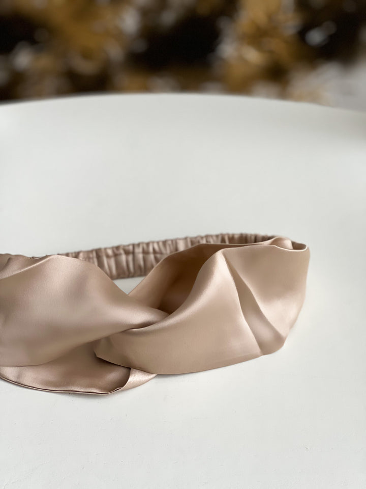 Creme silk hairband, kaleja silks, 